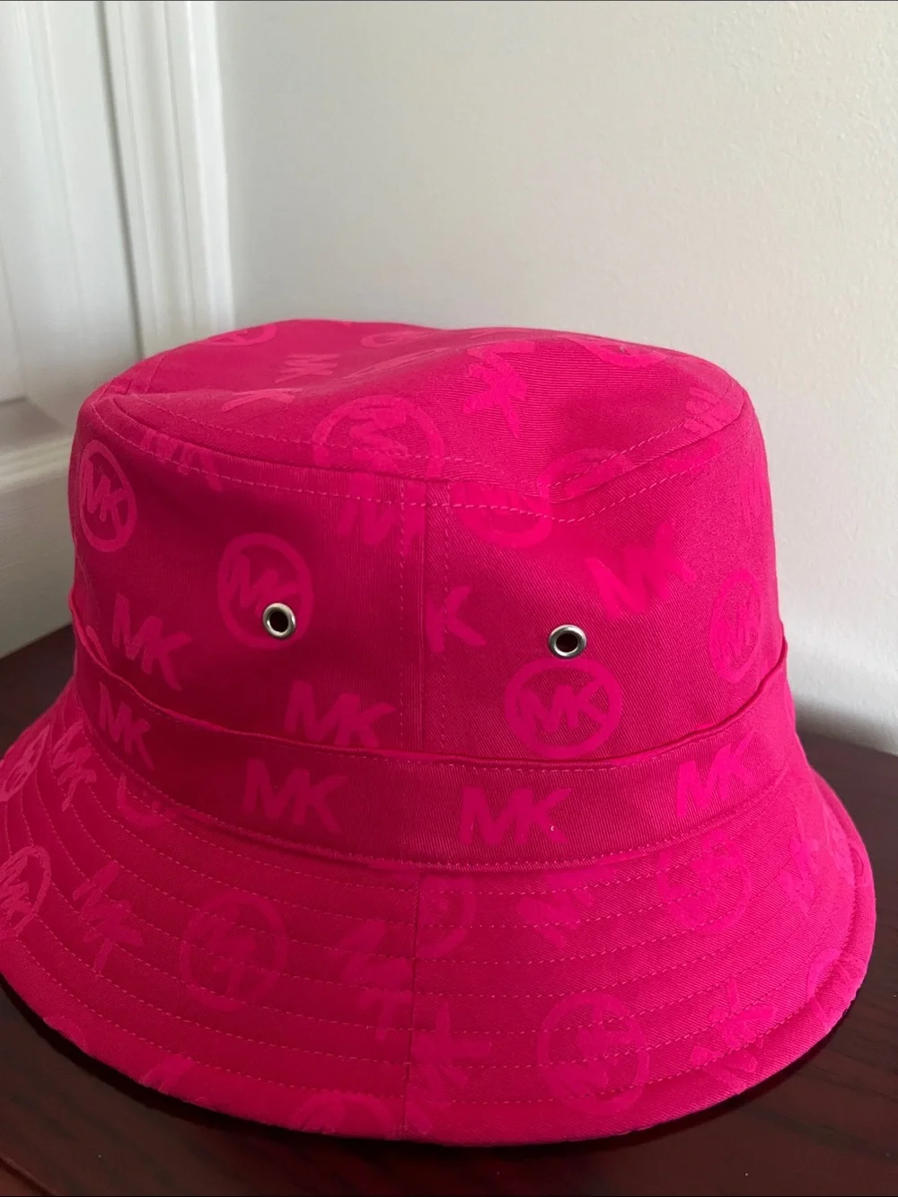 Michael Kors Hot Pink MK Logo Bucket Hat